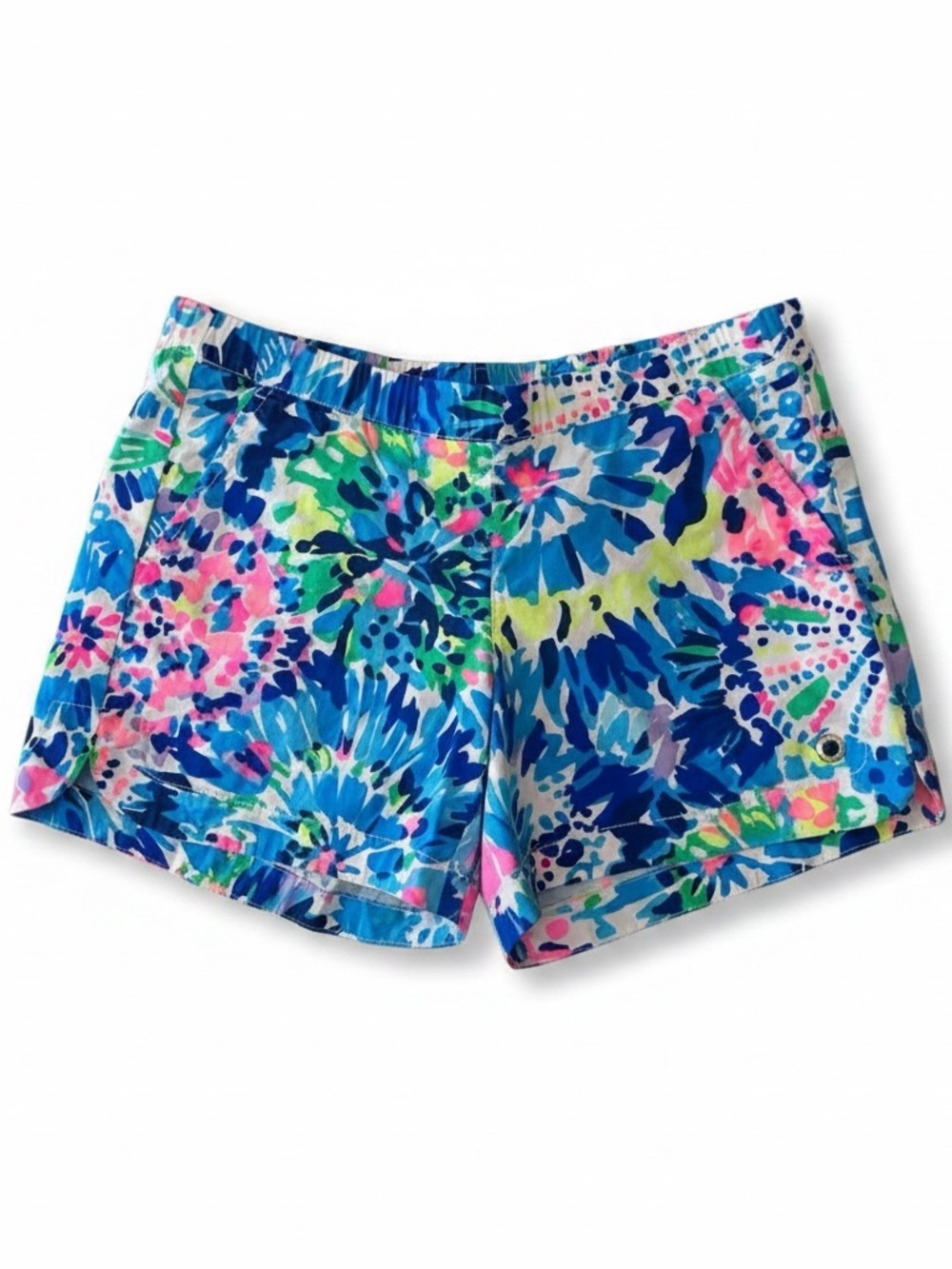 Lilly Pulitzer Run Around Shorts XS Blue Pink Tropical Print Elastic Waist